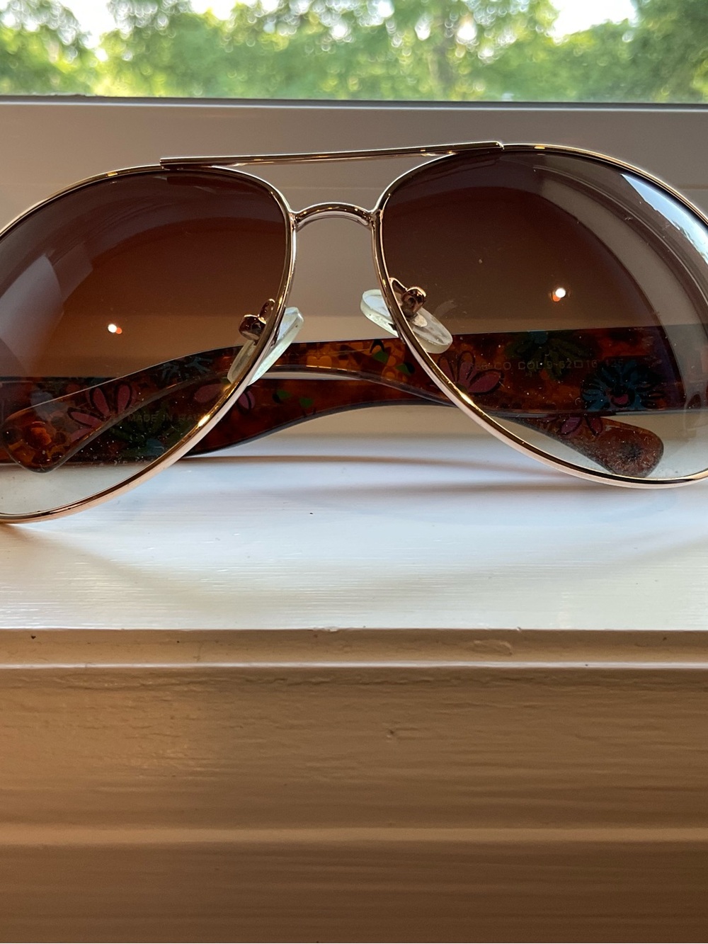 Coach Gold-Trim Aviator Sunglasses